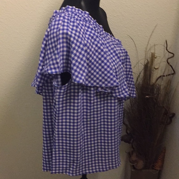 Off-shoulder blue ruffle top - Picture 4 of 4